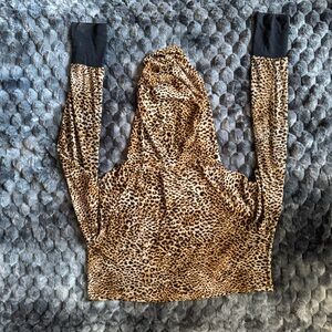 JJ MALIBU Men's Leopard Print Crop Top Hoodie